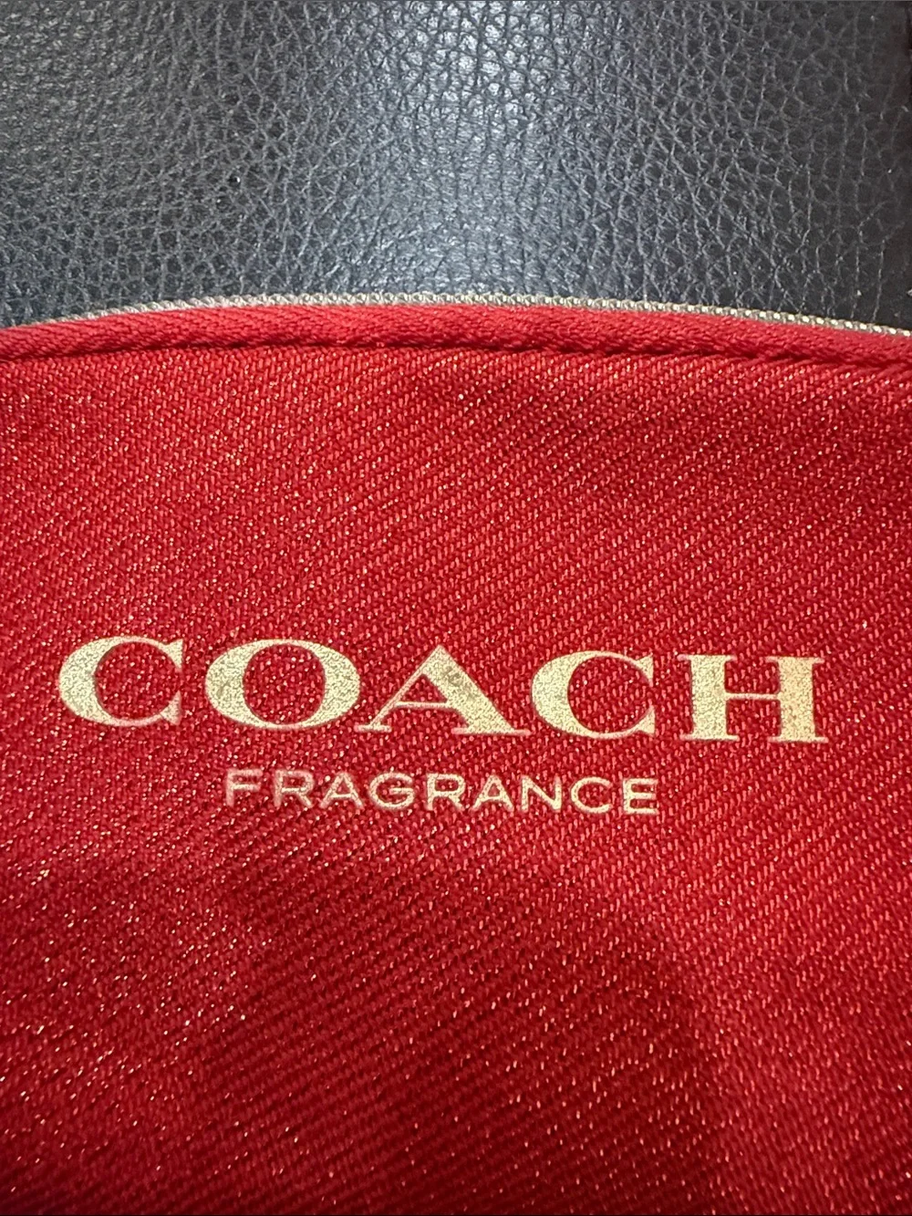 Coach Red Zip Card & Key Pouch with Gold Logo